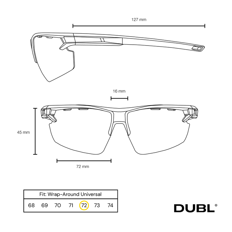 Black | DUBL Helios Golf sunglasses fit guide