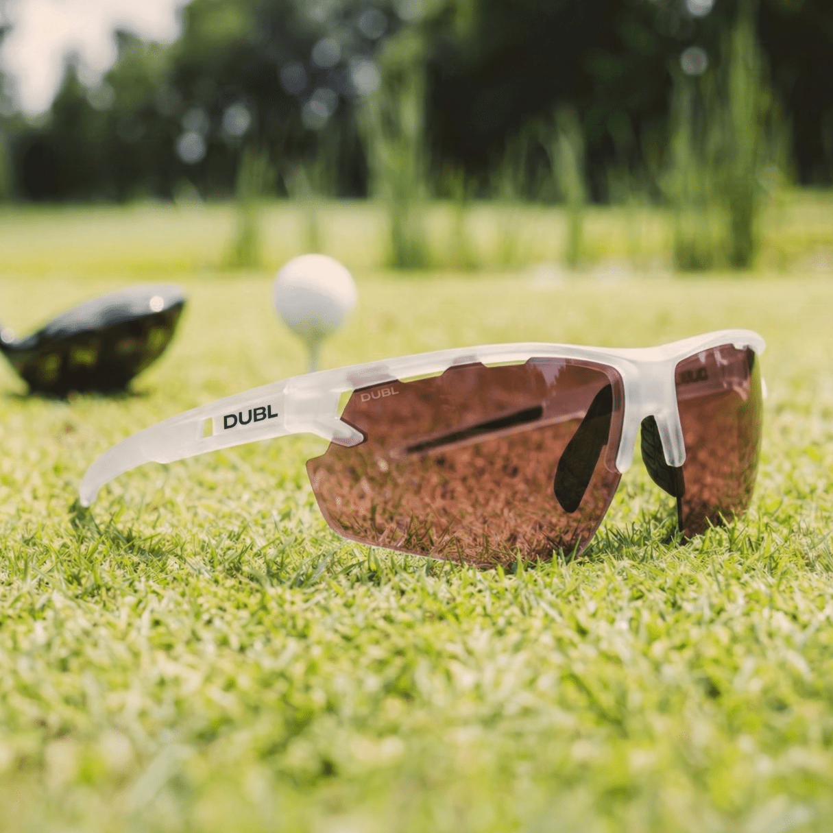 Matte Halo | DUBL Helios Golf Sunglasses with ShotSync™, on the tee