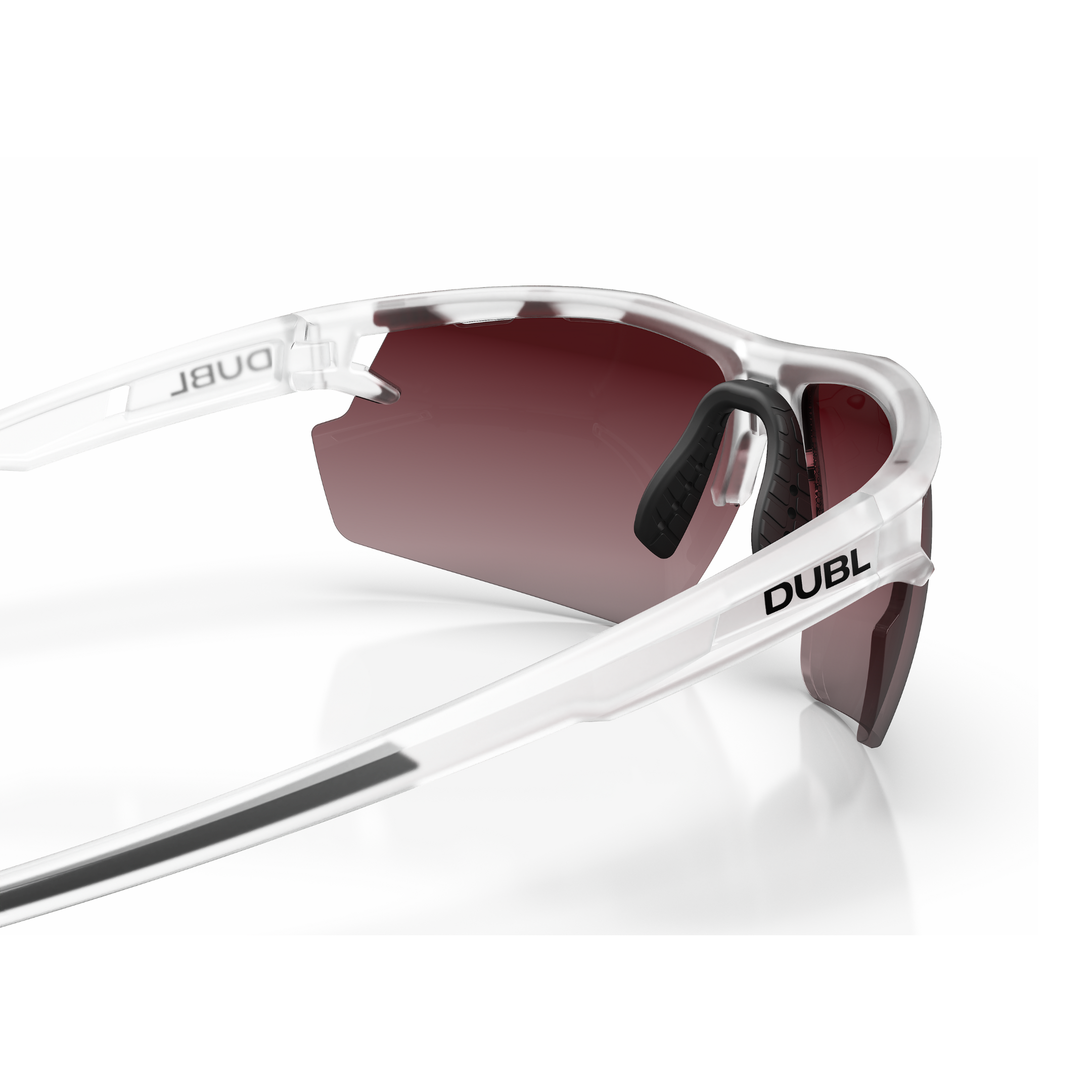 White | DUBL Helios Golf Sunglasses with ShotSync™, right face away, clear