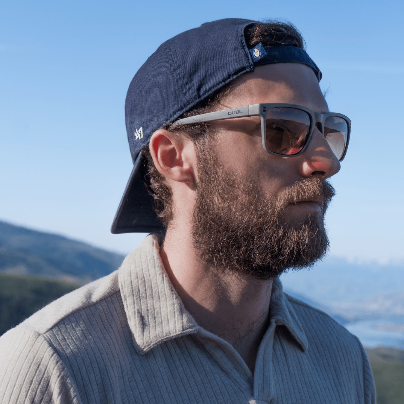 Gray | DUBL Hyperion Golf Sunglasses model shot