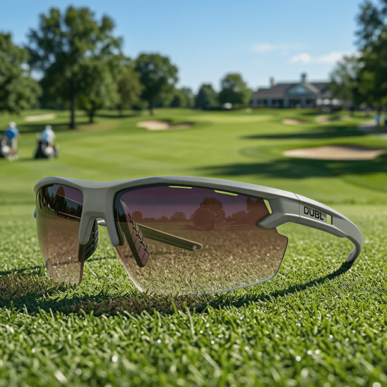 Matte Pebble | helios golf sunglasses on the golf course