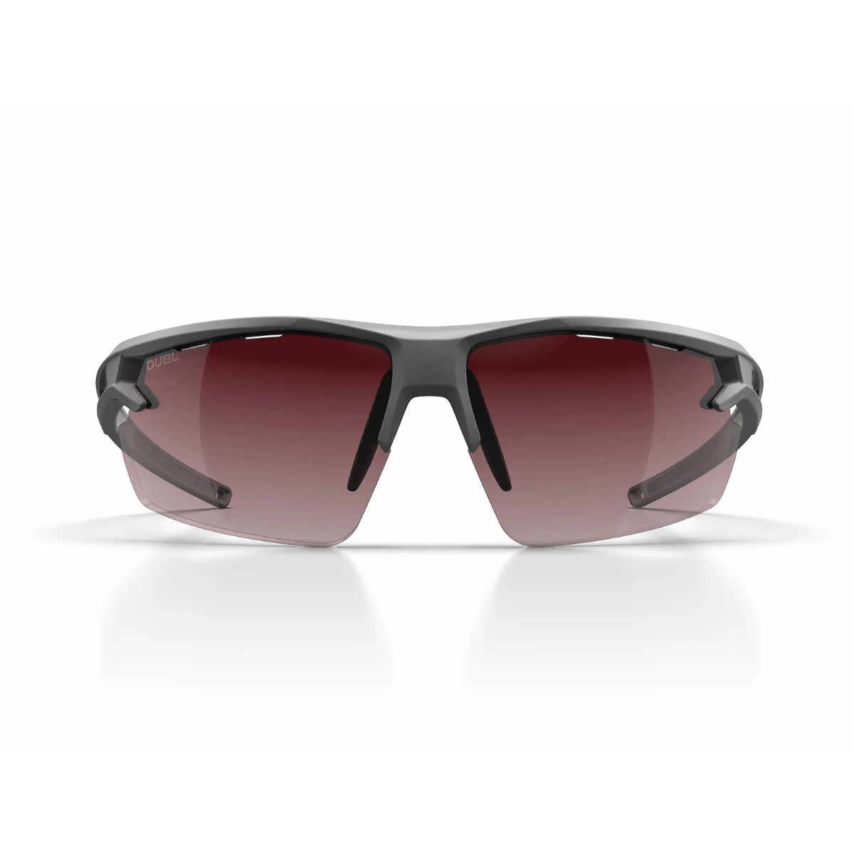 Matte Pebble | DUBL Helios Golf Sunglasses with ShotSync™, face on, grey