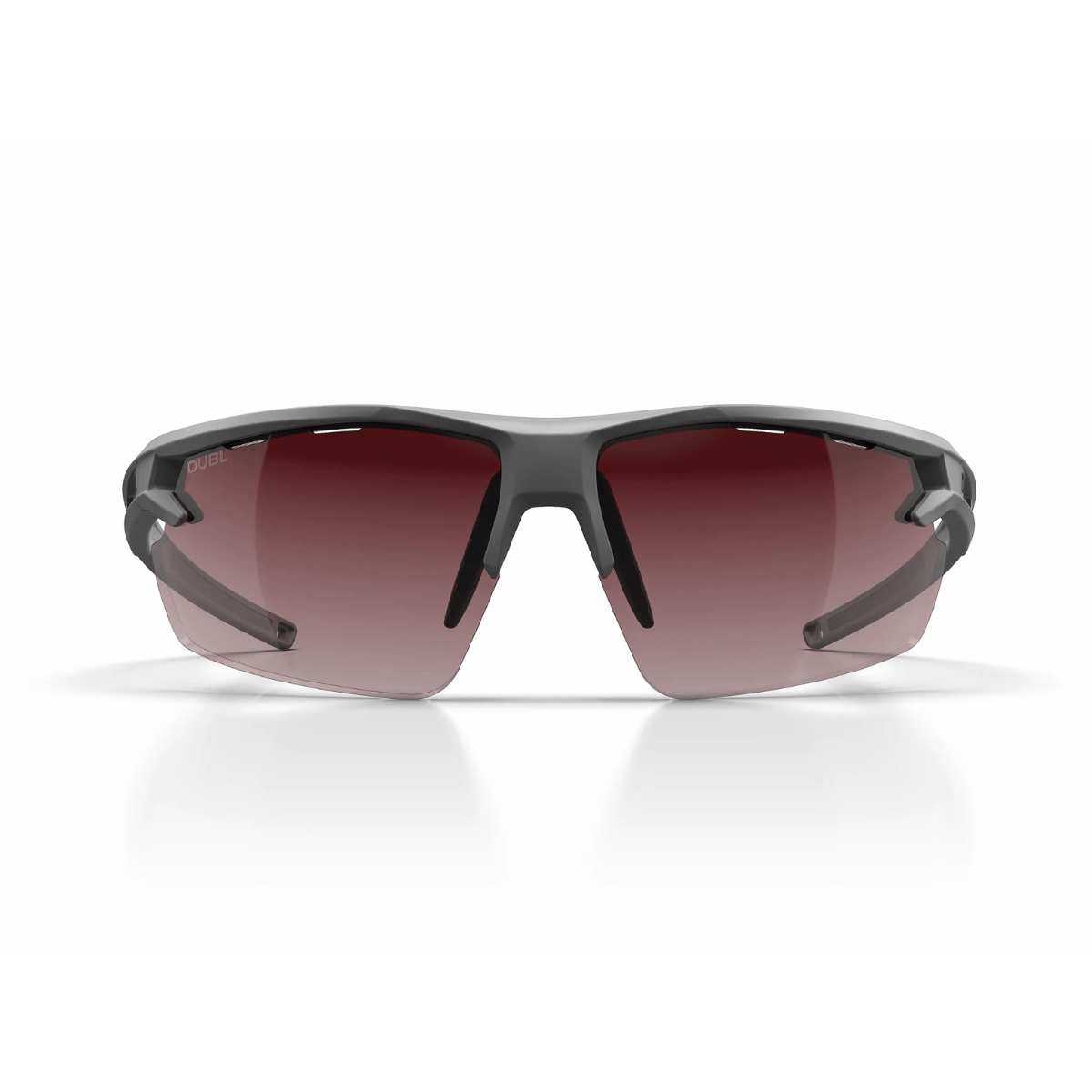 Matte Pebble | DUBL Helios Golf Sunglasses with ShotSync™, face on, grey