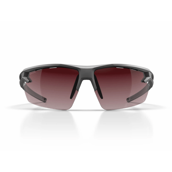 Matte Pebble | DUBL Helios Golf Sunglasses with ShotSync™, face on, grey